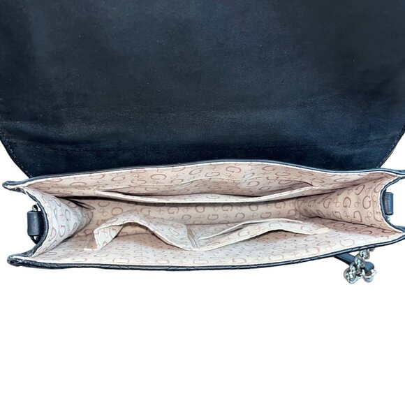 Guess Matte Black Quilted Pattern Chain Strap Crossbody Purse Sz S - Picture 9 of 12